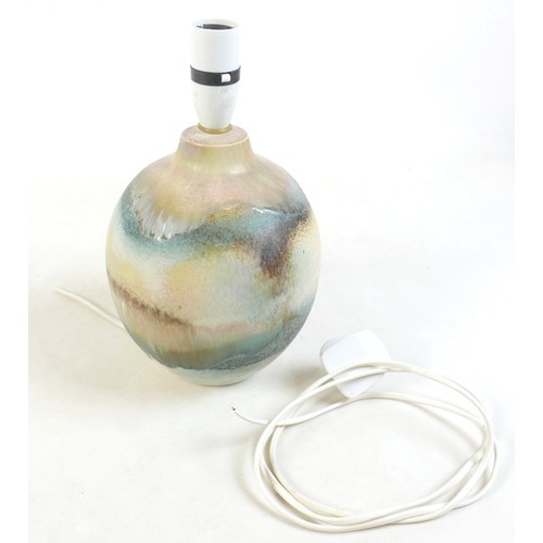 354 - A Mollie Hillam Furneck Pottery table lamp, 16 by 16 by 28cm high.