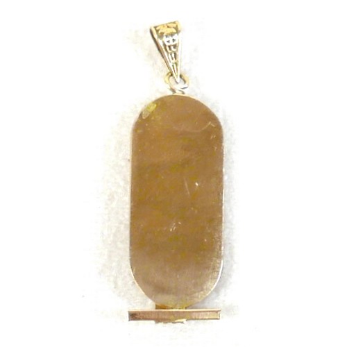23 - An Egyptian 18ct gold cartouche pendant, 4cm long including loop, 2.2g.
