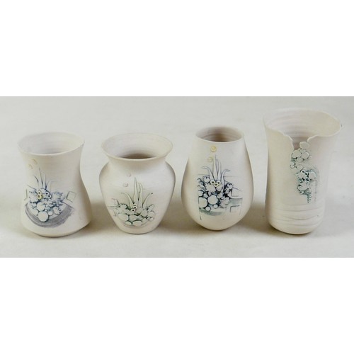162 - A collection of eight pieces of porcelain by Mollie Hillam, to include three small vases and one pie... 