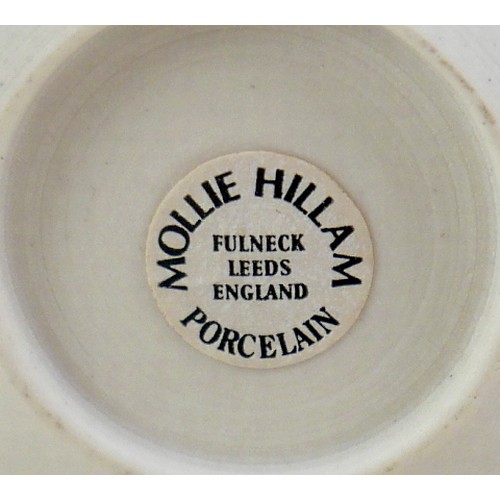 162 - A collection of eight pieces of porcelain by Mollie Hillam, to include three small vases and one pie... 