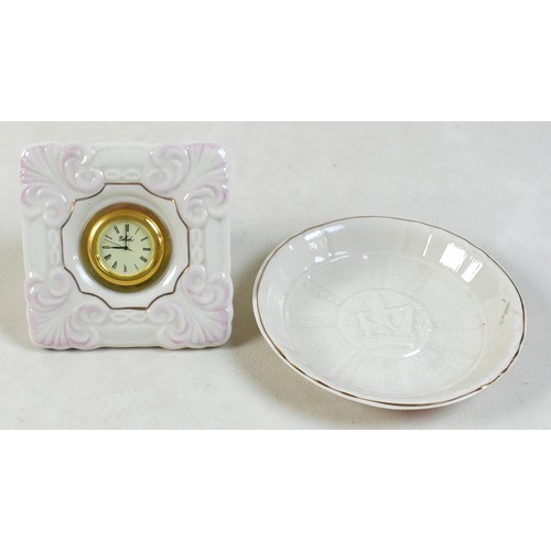 163 - A collection of seven Belleek pieces of pottery to include three shamrock vases and a shell designed... 