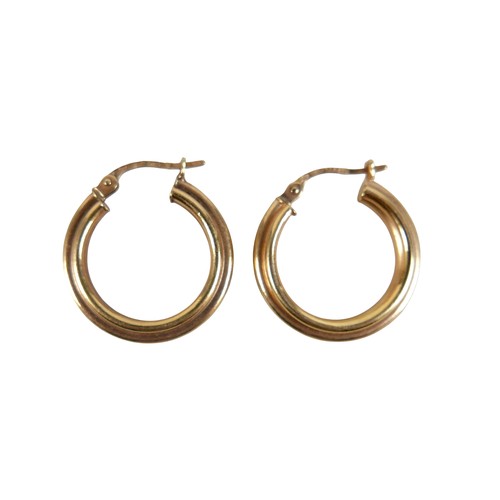 16 - A pair of 9ct gold hoop earrings, 2g, together with five pairs of yellow metal earrings. (1 bag)