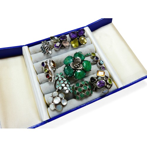 6 - A collection of assorted silver dress rings and costume jewellery, together with a small group of wa... 