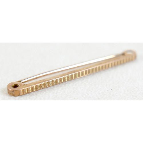 27 - Two 9ct gold tie-pins, 4.2g overall, together with a vintage 'John Grant Jeweller Bulawayo' box. (1 ... 