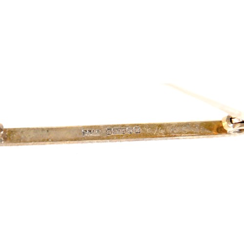 27 - Two 9ct gold tie-pins, 4.2g overall, together with a vintage 'John Grant Jeweller Bulawayo' box. (1 ... 