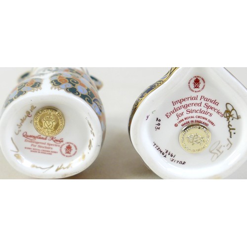 172 - Four Royal Crown Derby paperweights Endangered Species, specially commissioned by Sinclairs, limited... 