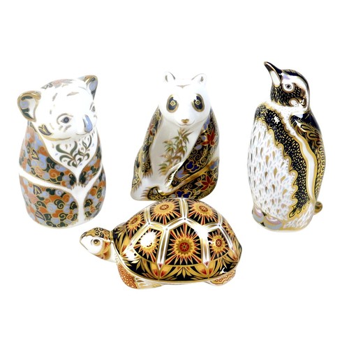 172 - Four Royal Crown Derby paperweights Endangered Species, specially commissioned by Sinclairs, limited... 
