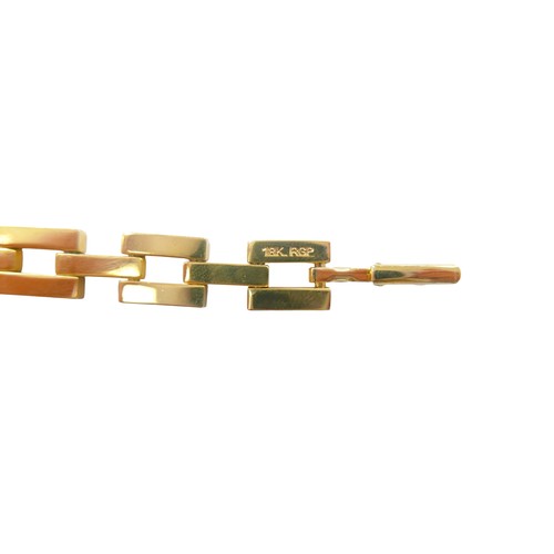 2 - An 18k yellow gold bracelet, bar link design, maker RGP, 9.5mm wide, 20cm long, 31.5g.