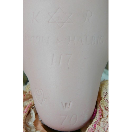 30 - A large early 20th century Kammer & Reinhardt bisque headed doll, with glass eyes, painted features ... 