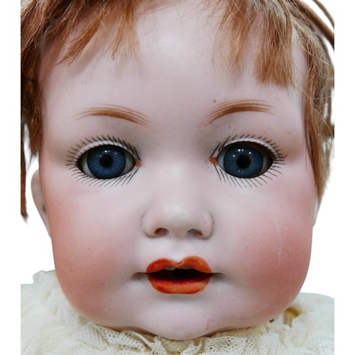 34 - An early 20th century Armand Marseilles bisque headed doll, with sleepy eyes, hand painted eyelashes... 