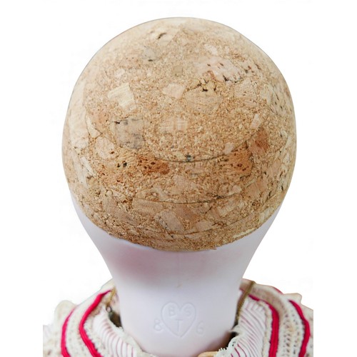 40 - A Bruno Schmidt bisque headed doll, with glass eyes, hand painted eyelashes, eyebrows and lips, clos... 