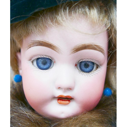 46 - An early 20th century Simon & Halbig bisque headed doll, impressed marks to the back of its head 'SH... 