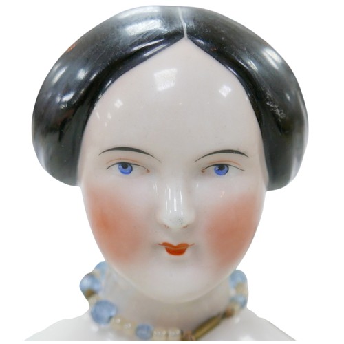 52 - Four 19th century bisque doll heads, comprising three 19th century bisque shoulder-head dolls, all w... 