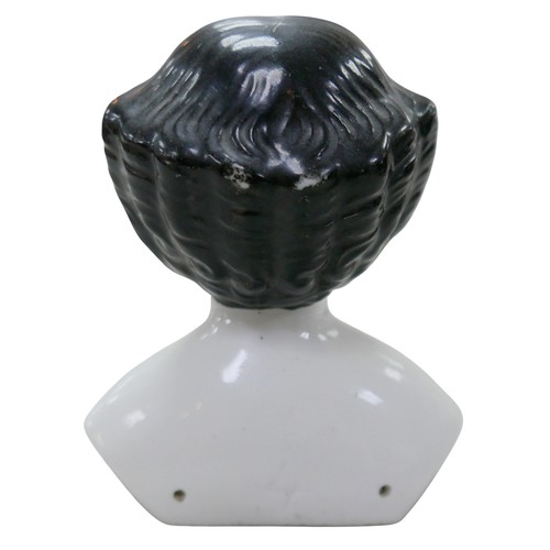 52 - Four 19th century bisque doll heads, comprising three 19th century bisque shoulder-head dolls, all w... 