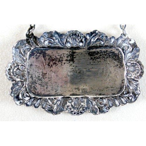 158 - Two Elizabeth II silver decanter labels, inscribed 'Brandy' and 'Whisky', Birmingham 1976 and 1978, ... 