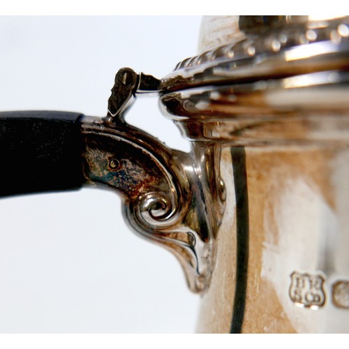 172 - An Elizabeth II silver four piece tea and coffee service, of baluster form with gadrooned rim and ac... 