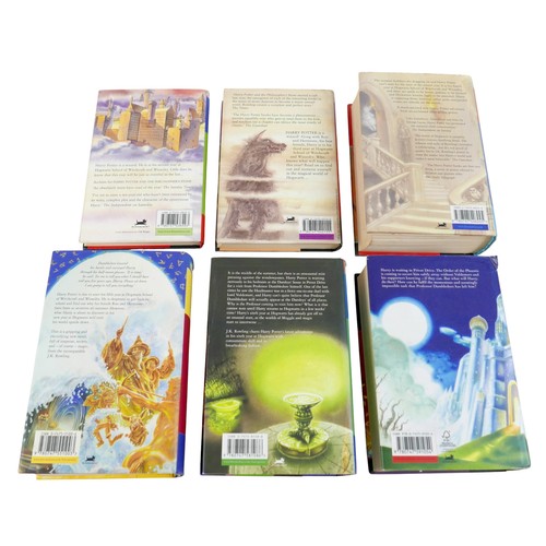 222 - A group of six hardback Harry Potter books by J.K. Rowling, (books 2-7) comprising Prisoner of Azkab... 