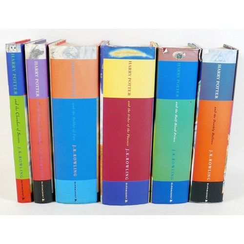 222 - A group of six hardback Harry Potter books by J.K. Rowling, (books 2-7) comprising Prisoner of Azkab... 