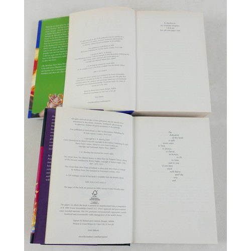 222 - A group of six hardback Harry Potter books by J.K. Rowling, (books 2-7) comprising Prisoner of Azkab... 