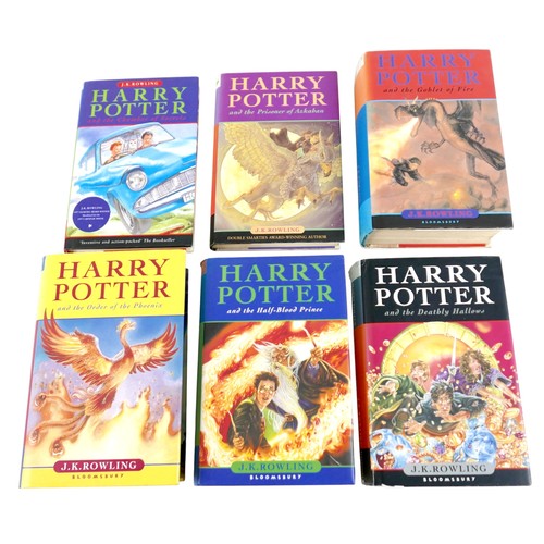 222 - A group of six hardback Harry Potter books by J.K. Rowling, (books 2-7) comprising Prisoner of Azkab... 