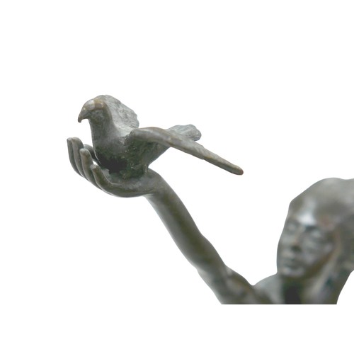 189 - After A. Gennarelli (Italian, 1881-1943): a bronzed metal sculpture of a nude lady holding a dove al... 