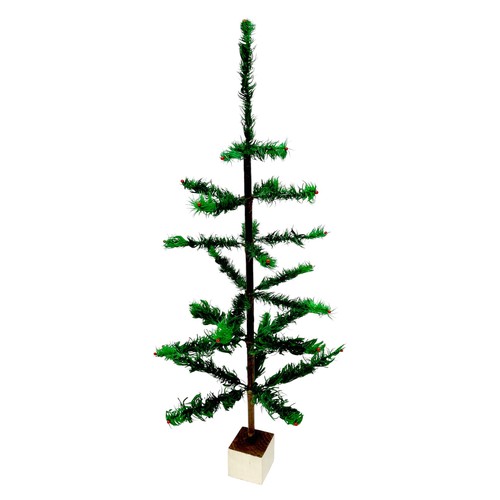 188 - A rare artificial table Christmas tree, circa 1920's, with dyed green goose feather 'leaves / needle... 