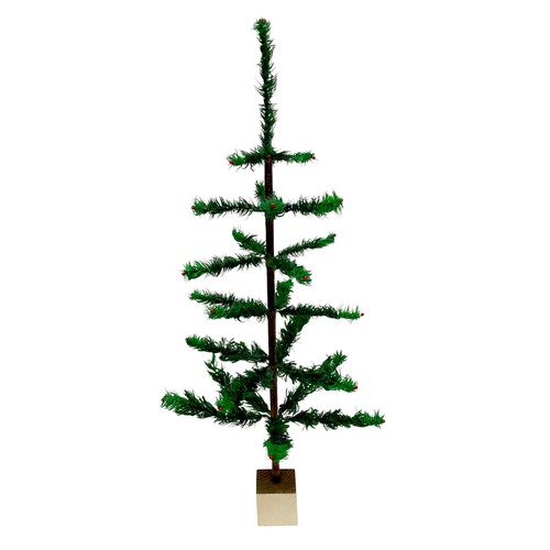 188 - A rare artificial table Christmas tree, circa 1920's, with dyed green goose feather 'leaves / needle... 