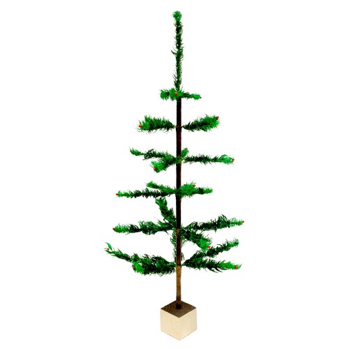 188 - A rare artificial table Christmas tree, circa 1920's, with dyed green goose feather 'leaves / needle... 