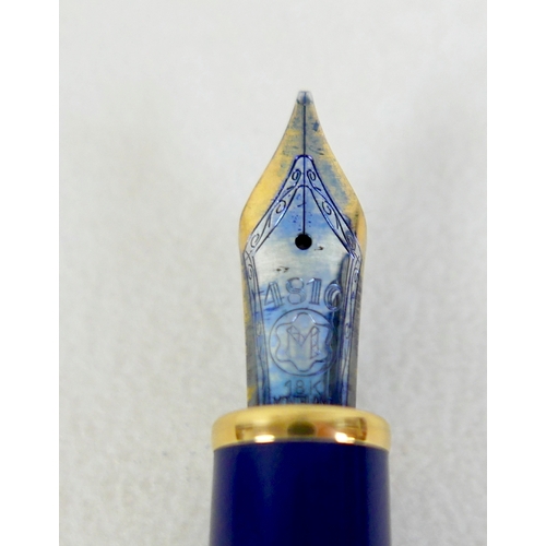 221 - A Montblanc Meisterstuck Montblanc No 146 Solitaire Ramses II Lapis Lazuli Le Grand fountain pen, ci... 