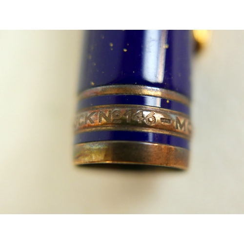 221 - A Montblanc Meisterstuck Montblanc No 146 Solitaire Ramses II Lapis Lazuli Le Grand fountain pen, ci... 
