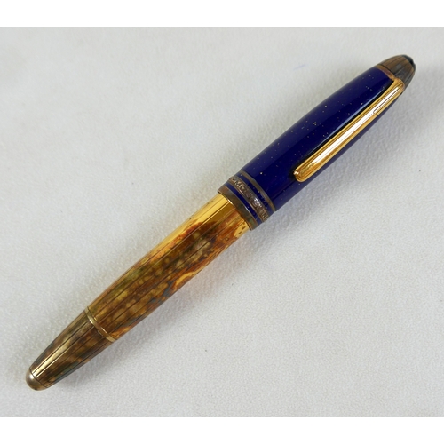 221 - A Montblanc Meisterstuck Montblanc No 146 Solitaire Ramses II Lapis Lazuli Le Grand fountain pen, ci... 