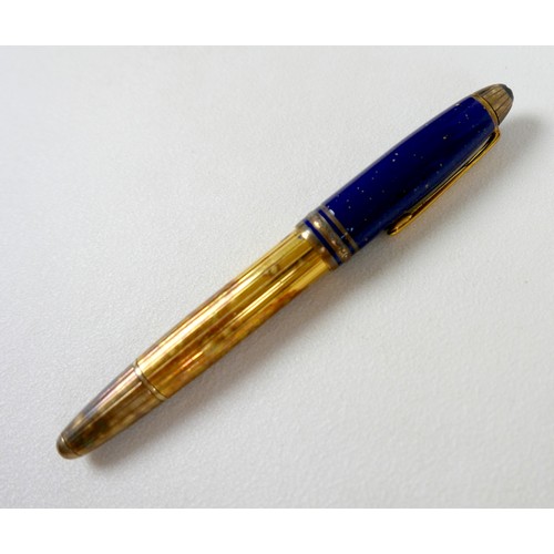 221 - A Montblanc Meisterstuck Montblanc No 146 Solitaire Ramses II Lapis Lazuli Le Grand fountain pen, ci... 
