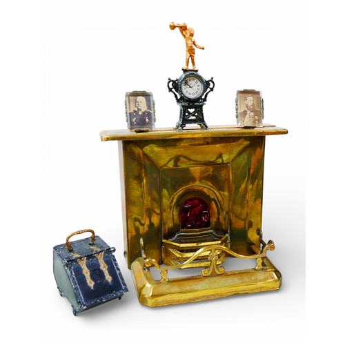 77 - A group of doll's house furnishings, including a Mintons style jardiniere stand, a long case clock, ... 