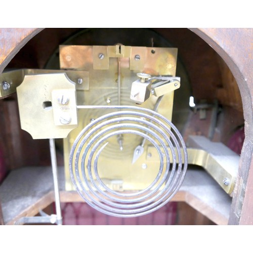 412 - A Victorian burr walnut gothic revival bracket / table clock, domed case with octagonal pillars and ... 