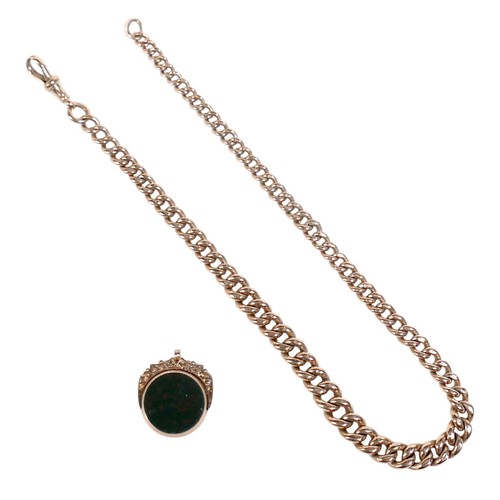 181 - A Victorian 9ct yellow gold graduating Albert fob watch chain, each link marked '375, 9', graduating... 