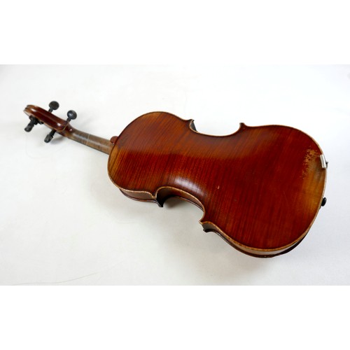 293 - A French violin, late 19th century, by Vuillaume, two-piece back, stamped below button and labelled ... 