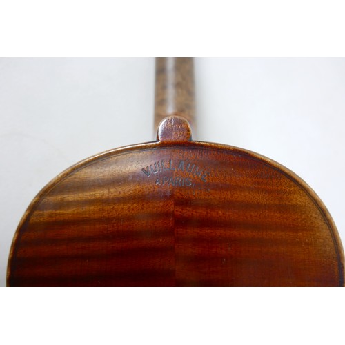 293 - A French violin, late 19th century, by Vuillaume, two-piece back, stamped below button and labelled ... 
