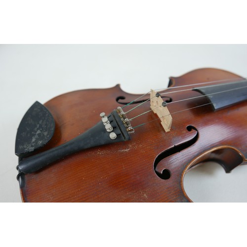 293 - A French violin, late 19th century, by Vuillaume, two-piece back, stamped below button and labelled ... 