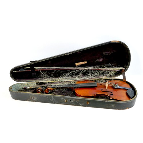 293 - A French violin, late 19th century, by Vuillaume, two-piece back, stamped below button and labelled ... 