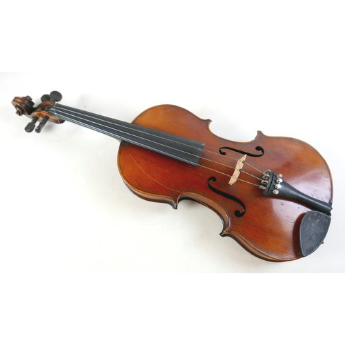 293 - A French violin, late 19th century, by Vuillaume, two-piece back, stamped below button and labelled ... 