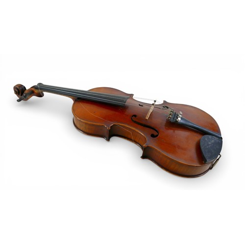 293 - A French violin, late 19th century, by Vuillaume, two-piece back, stamped below button and labelled ... 