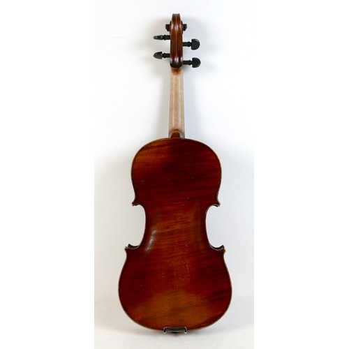 296 - An early 20th century viola, possibly Jerome Thibouville Lamy workshop, unlabelled, one piece back, ... 