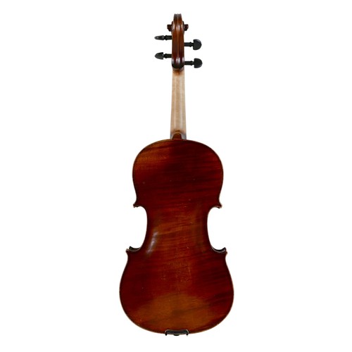 296 - An early 20th century viola, possibly Jerome Thibouville Lamy workshop, unlabelled, one piece back, ... 