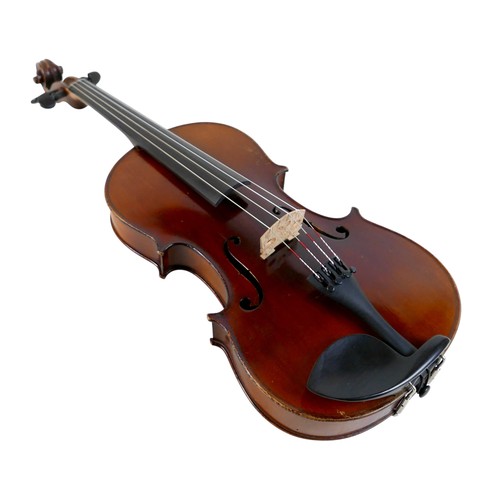 296 - An early 20th century viola, possibly Jerome Thibouville Lamy workshop, unlabelled, one piece back, ... 