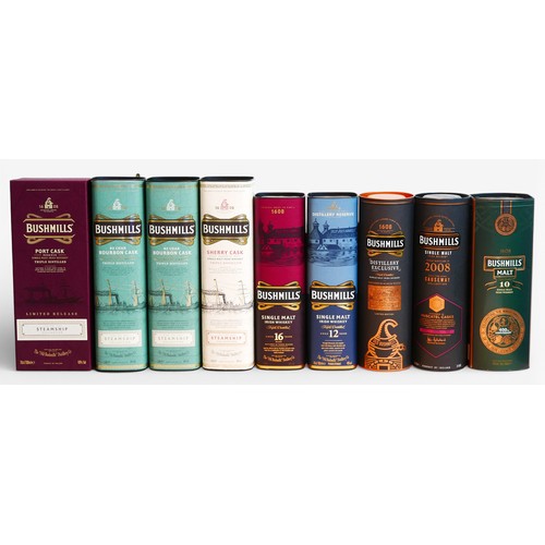 10 - Thirteen bottles of Bushmills Irish whiskey, including a 16 year old, 70cl bottle, three 1 litre bot... 