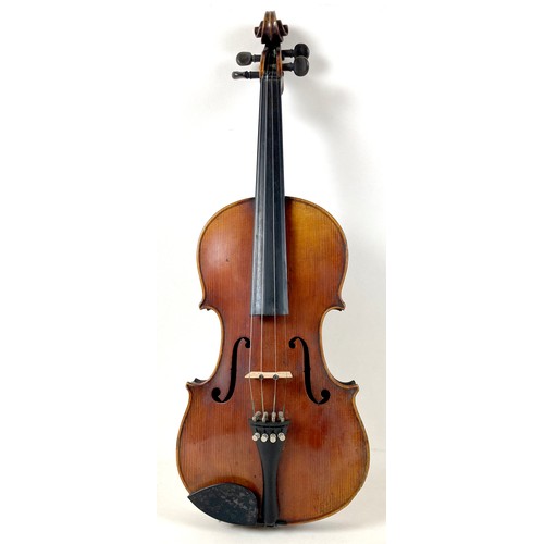 293 - A French violin, late 19th century, by Vuillaume, two-piece back, stamped below button and labelled ... 