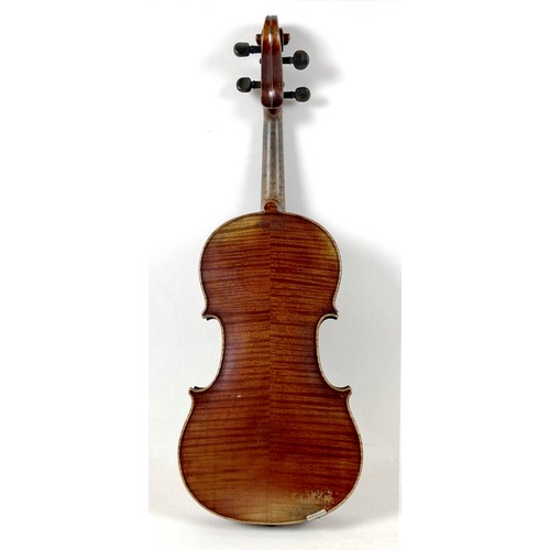 293 - A French violin, late 19th century, by Vuillaume, two-piece back, stamped below button and labelled ... 