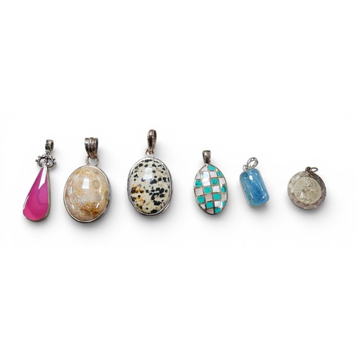 85 - A collection of silver and costume jewellery, including four silver necklaces, assorted silver mount... 
