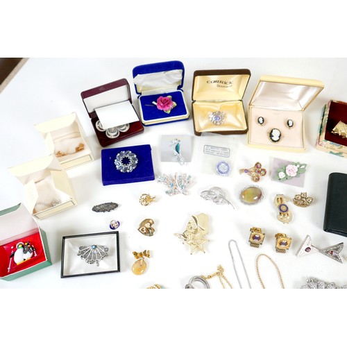 23 - A collection of costume jewellery, including some silver, approximately 0.5toz. (2 bags)