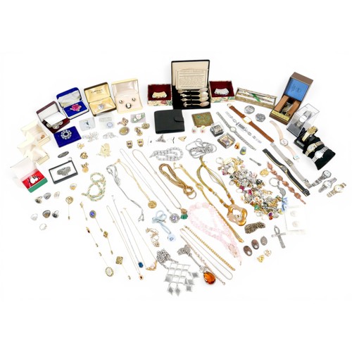 23 - A collection of costume jewellery, including some silver, approximately 0.5toz. (2 bags)